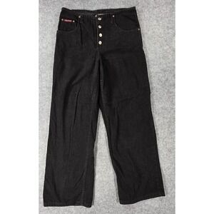Vintage Breaker Jeans Black Denim Jeans Button Fly Waist Size 11/12 Wide Leg